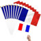 BURGEON Petit Drapeau de la France, 15pcs Mini Drapeau Français 21x14 cm,Drapeau de la France Décoration Jeux, avec Pôles Blancs de 30 cm