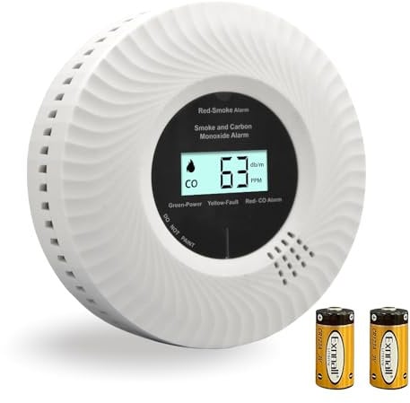 Hochwertiger Kohlenmonoxid- & Rauchwarnmelder mit Sprachalarm, 10 Jahre Batterie, Zertifiziert nach EN14604 & EN50291, inkl. Batterie, 1 Stück