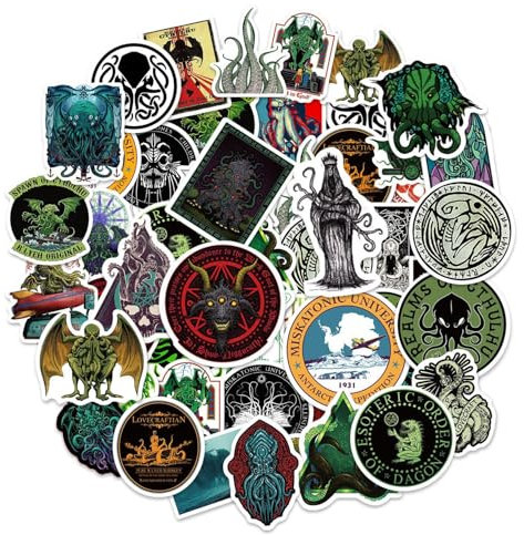 50 Cthulhu-Aufkleber, Horror-Thriller-Aufkleber, Totenkopf-Graffiti-Aufkleber, Wasserfeste Vinyl-Aufkleber, Coole Gothic-Aufkleber, Dekorative DIY-Aufkleber