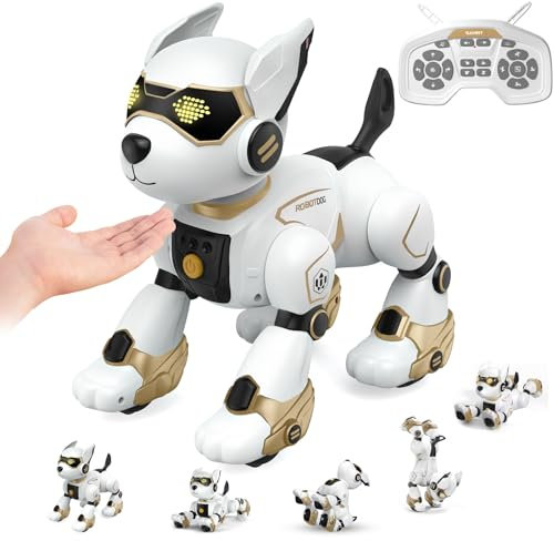 okk Roboter Hund Kinder Ferngesteuerter Spielzeug, Intelligenter interaktiver Robohund, Roboterhund für Kinder mit 18 Funktionen, Programmierbarer Tanz Musik RC Hund Roboter Spielzeug für 3-12 Kinder