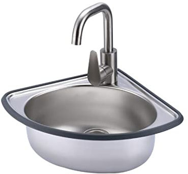 ZHANGYON Évier à cuve Unique en Acier Inoxydable, lavabo Triangulaire, évier d'angle Mural, lavabo épais pour Camping-Car, Camping-Car