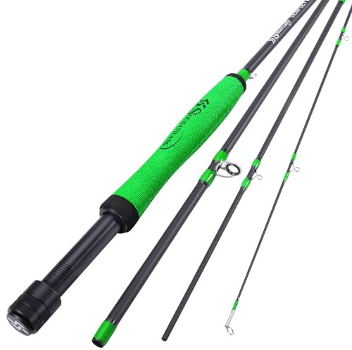 Sougayilang Lot de 4 cannes à pêche, légères, ultra portables, 5/6 Wt Graphite 9' - Pour démarreur complet - Avec poignée SuperPolymer - Vert