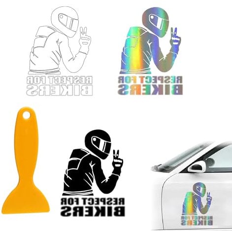 3PCS Bike Stickers Reflective 3 Color Fashion Car Decoration Motorbike Stickers Window Sticker Think Bike Car Sticker for Cars Trucks Motorcycles Laptop Computer Skateboard Tablet(With Yellow Plug)