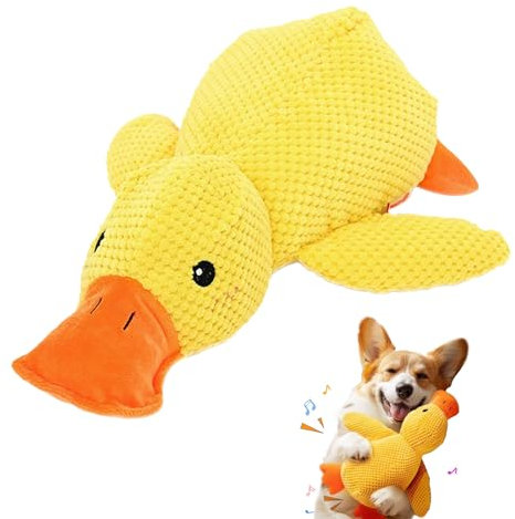 SNONESIY Anti Stress Ente Hund Pfotenstern Anti Stress Ente Hundespielzeug Antistressente für Hunde Quietschendes, Interaktives Kauspielzeug für Kleine Hunde Und Welpen 19 * 25CM(Gelb)