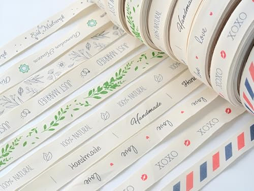 Personalisiertes Business-Band, 91 m, 10–76 mm, individuell bedrucktes Baumwollband mit Ihrem Namen, Text oder eigenem Design, Markenlogo, benutzerdefiniertes umweltfreundliches Klebeband,