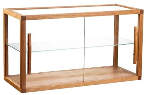 Premium Holz-Aufsatz-Bäckerei-Vitrine mit 2 Ablagen, Klarglas und Natur-Finish, kommerzielle Gebäckvitrine für Sammlerstücke