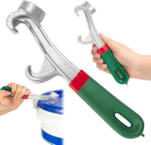 DOWNDRIFT Verbesserter Eimeröffner,Werkzeug,Aluminium,Schraubenschlüssel mit rutschfestem Gummigriff,Metall-Dosenöffner,Deckeleimer-Entferner,Vielseitig Einsetzbar für Zuhause und Industrie