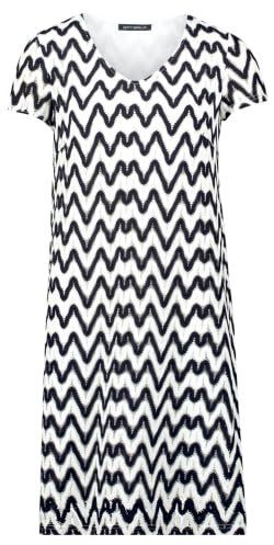 Betty Barclay Damen Sommerkleid mit V-Ausschnitt 36, Dunkelblau/Weiß