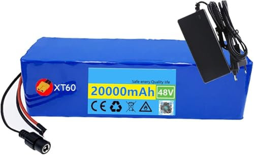 Batería de Iones de Litio de 48V y 20Ah Ideal para Bicicletas Eléctricas Scooters y Sillas de Ruedas BMS Integrado con Cargador de 42V 48V 20Ah,XT60