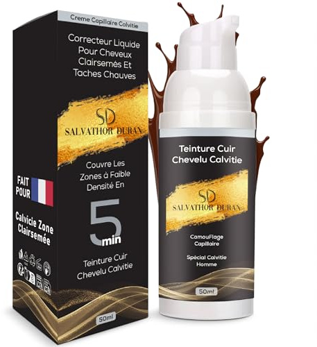 Salvathor Durán Simil Fibras Capilares – Corrector Capilar para Cuero Cabelludo – Alternativa al Tinte Pelo Hombre, Fibras Capilares y Polvo Pelo Hombre – Disimula Calvicie (Negro, 50 ml)