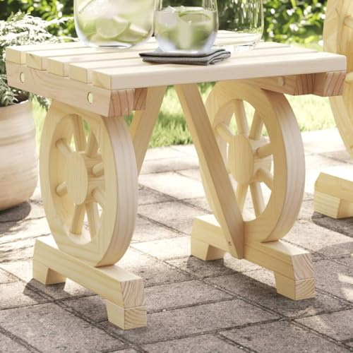 Generic 115 cm Große Gartenbank aus Massivem Tannenholz, Stabiles Gestell mit Wagenrad-Design, Attraktive Gartenmöbel für Gemütliche Zeit mit der Familie, wasserdichte (40 x 36,5 x 38,5 cm)