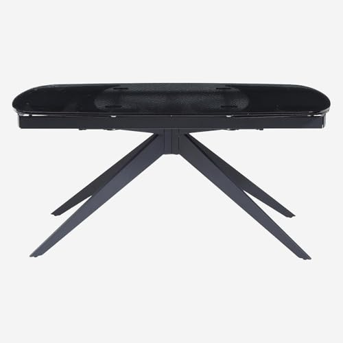 Habitat - Table rectangulaire Extensible en Verre trempé bullé - Noir Tensie
