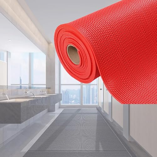 Rutschfeste, wasserdichte Drainagematte, Kunststoff, Gummi, PVC, Mehrzweck-Matte für Sauna, Dusche, Pool, Garage, Badezimmer, Küche, Rot, 120 x 200 x 0,45 cm