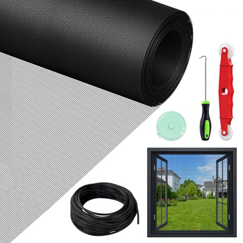 WEVOL Zanzariera Finestra, 150x500cm Zanzariere per Finestre Nessuna Perforazione, Rete Zanzariera in Fibra di Vetro con Kit di Installazione, Zanzariere Fai Da Te per Finestra Soggiorno Tetto Porta
