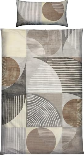 Erwin Müller Bettwäsche Mako-Satin grau-beige Größe 1x 135x200 cm + 1x 40x80 cm