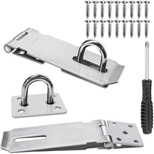 2er Set Türriegel 5 Zoll Überfalle mit Schraubendreher, Verdicktes Metall Riegelschloss für Gartentor, Schrank & Keller, Sicherheits Türverriegelung Abschließbar, Inkl. 18 Schrauben