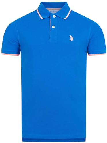 U.S. POLO ASSN. Herren Poloshirt (S-3XL) Baumwolle, Kurzarm, Piqué-Optik P040 - Blau-Coral Größe 3XL - Gr.3XL