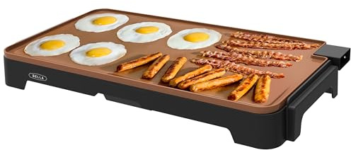 bella XL Electric Ceramic Titanium Griddle, Make 15 Eggs At Once, Healthy-Eco Non-stick Coating, Hassle-Free Clean Up, Large Submersible Cooking Surface, 12 x 22, Copper/Black