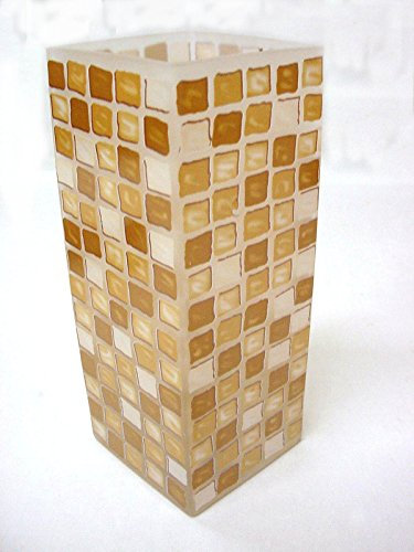 Jarron FLORERO Cristal Cuadrado Mate Frost TRANSLUCIDO Grande Mosaico Marron