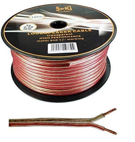 2 x 0.50mm Speaker Cable Wire4U® Figure 8, Quality, 50 Strands Wire In 10 20 50 100 Metres (100 metres, Transparent)