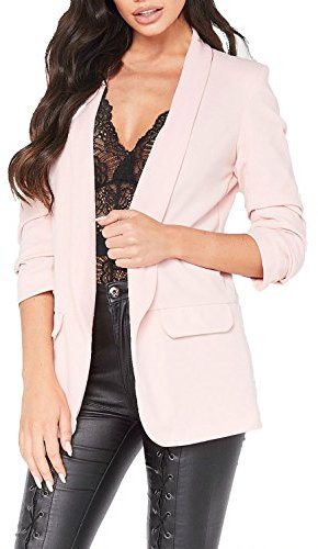 Red Olives® New Ladies Frill Ruffle 3/4 Sleeve Duster Coat Women Jacket Blazer UK 8-26 (Nude, 20-22)