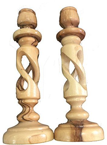 Jerusalem Bethlehem Traditioneller Kerzenhalter aus Olivenholz, 18 cm