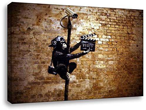 Banksy - Leak Street 60x90cm - Bilder Leinwanddrucke/Wandbilder Street Art Graffiti Kunstdruck 2cm (div. Varianten/Größen) - Leinwandbild Wandbild/fertig aufgespannt/fertig zum aufhängen
