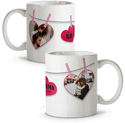 LolaPix Tazas Personalizadas con Foto. Regalos Día de la Madre. Taza Personalizada. Regalos Originales. Varios diseños. Notas para Mamá.Taza cerámica 330ml