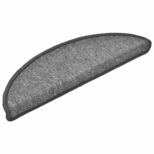 vidaXL 15x Treppenmatte Stufenmatte Stufenschoner Treppenschoner Treppenteppich Treppenschutz Matte Matten Teppich Halbrund Dunkelgrau 56x17x3 cm