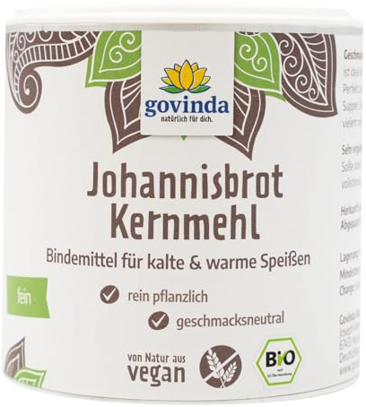 Govinda Bio Johannisbrotkernmehl (100g) – Pflanzliches Bindemittel & Verdickungsmittel | Glutenfrei & Vegan | Geschmacksneutral für Saucen, Suppen & Desserts | DE-ÖKO-001