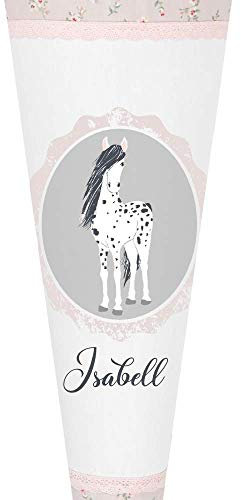 Manufaktur Liebevoll Schultüten aus Stoff personalisiert mit Namen des Kindes I Zuckertüten mit verschiedenen Motiven für Mädchen und Jungen (Motiv “Isabell”)