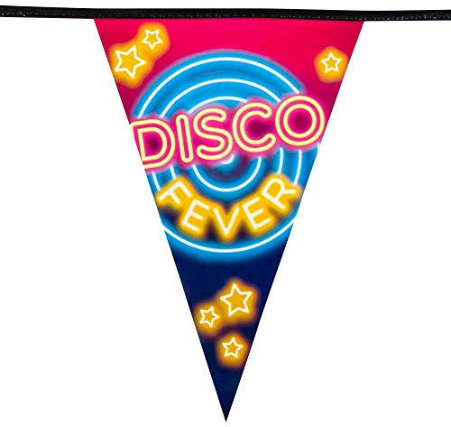 Boland 00750 - Wimpelkette Disco Fever, Länge 6 m, 70er Jahre, Hängedekoration, Girlande, Geburtstag, Partydekoration, Partygeschirr, Mottoparty, Karneval