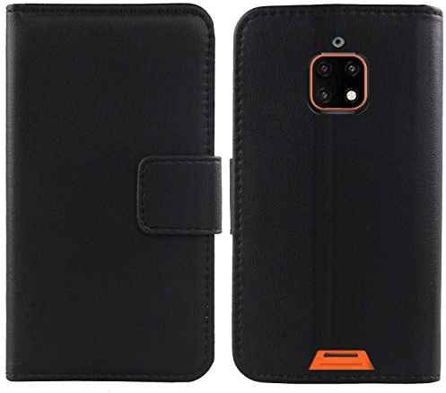 Lankashi Flip Echt Leder Tasche Für Blackview BV4900 / BV4900 Pro BV4900s TPU Silikon Hülle Lederhülle Handyhülle Handy Tasche Book Brieftasche Schutz Abdeckung Premium Cover Case Etui (Schwarz)