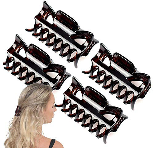 Basic Sense 2.4 Inch Medium Hair Claw Clips for All Hair Types, Strong Hold Durable, 4 Pcs