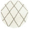 HomebyHome Runder Teppich Wohnzimmer und Schlafzimmer Shaggy Teppich Skandinavisch Raute Design Creme und Braun 120 cm Rund - Hochflor Teppich Wohnzimmer Extra Weich Pflegeleicht