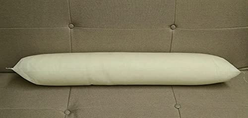 Hollow fibre Filled Draught Excluder Draft Insulator Long Door Cushion- wind Stopper -Rectangular Shape-Double Stitched Edges in 9”x37” White