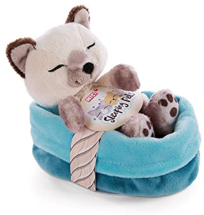 NICI Kuscheltier Katze im Körbchen 12 cm – Sleeping Pets Plüschtier Siam-Katze für Mädchen, Jungen & Babys – Stofftier Katze zum Kuscheln, Spielen & Schlafen – Gemütliches Schmusetier