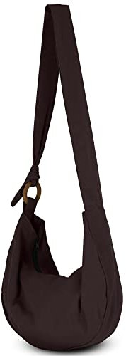 YOUR COZY Borsa a tracolla da donna, stile boho, in cotone color cioccolato, tracolla regolabile, 44,5 x 24,1 x 8,9 cm