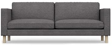 COMFORTLY 3-Sitzer-Sofa-Schonbezug, handgefertigt, kompatibel mit Karlstad-Couch, nur Bezüge (Krone – Dunkelgrau)