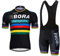 Linarun Herren Radtrikot Set Fahrradtrikot Kurzarm + Radlerhose mit 5D Sitzpolster Rennrad Trikot Fahrradbekleidung Atmungsaktiv und Schnell Trockend (Schwarz,XXL)