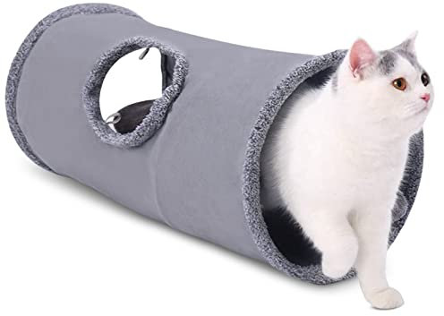 ALLSOPETS Katzentunnel Katzenspielzeug Faltbarer Großer Katzen Tunnel Spieltunnel Knisternder Rascheltunnel Geeignet für Katzen Kätzchen Kaninchen Welpen Kleintiere Grau