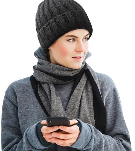 Oscenny Wintermütze Damen Herren,Dick,Wollklobige Slouchy,Superfein Gefüttert,Doppellagig Superfein Gefüttert Fleece Mütze, Zopfmuster,Verdickte Mütze,Thermische,Winddichte Winter
