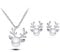 FDEETY Damen Schmuck Sets 925 Sterling Silber Weihnachten Tropfen Perlen Elch Halskette Ohrringe zum Valentinstag Hochzeitsgeschenk, Silber