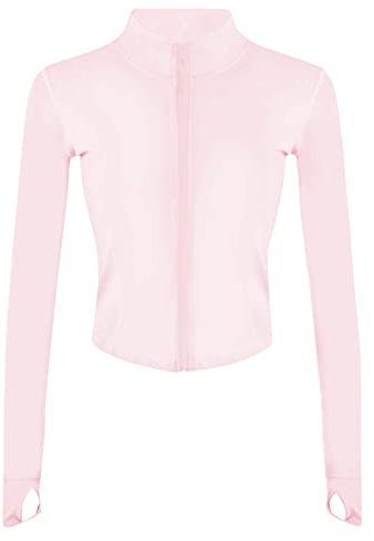 UANEO Workout-Tops für Damen, kurze Workout-Jacken für Damen, Yoga, Sportjacke, Pink, Klein