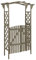 KOIECETA Tannenholz Massiv Pergola mit Tor Rosenbogen Torbogen Rankhilfe Spalier Rankgitter Gartenbogen Gartentor Gartentür (116x40x204cm, Grau)