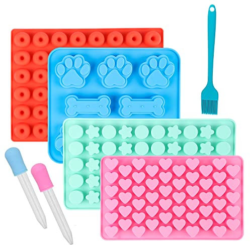 Encuryna Backmatten für Hundeleckerli, Silikon Backmatte für Hundekekse, Silikonmatte Backform mit Backpinsel, Hundepfoten Silikonformen für Muffin Cupcake Süßigkeiten Hundekekse Backmatte DIY Basteln