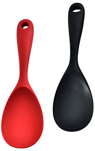 Luxshiny 2piezas Cuchara De Arroz De Silicona Utensilios Para Cocinar Cucharas Para Servir Arroz Color Transparente Para Cocina y Desayuno