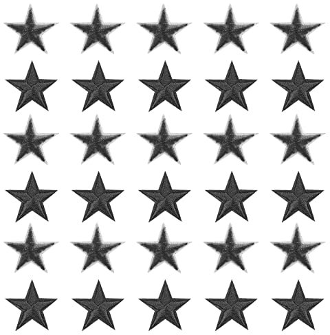 sourcing map Parches para Planchar de 5 Estrellas Pequeño, Pegatina Costura Bordados, Parches Termoadhesivos para Reparación Ropa, Mochila Zapatos Decoración, Negro Paquete de 30