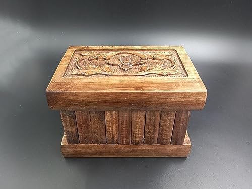 Tubibu Walnut Treasure Within Puzzle Secret Magic Box, handgefertigt, einzigartige Schmuckschatulle mit verstecktem Schlüssel (Puzzle klein)