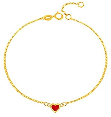 AMDXD 18K Gold 750 Fußkettchen, HerzFussschmuck für Frauen Boho, Fußschmuck Hochzeit Echt & Zertifikate